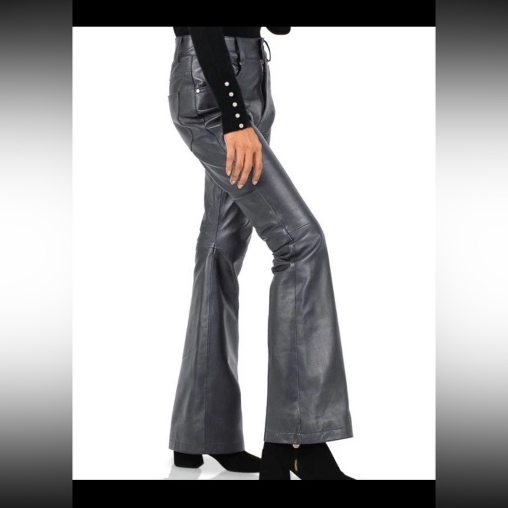 Laverapelle Skinny Flare Women’s Leather Pants Gray Size 36